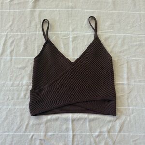 Aerie Chocolate Ribbed Wrap Camisole